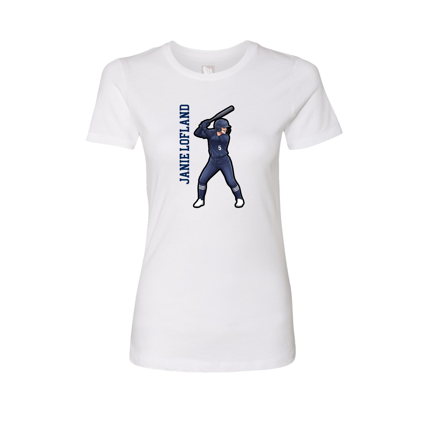 Fitted Women's Tee — Name Vertical in White