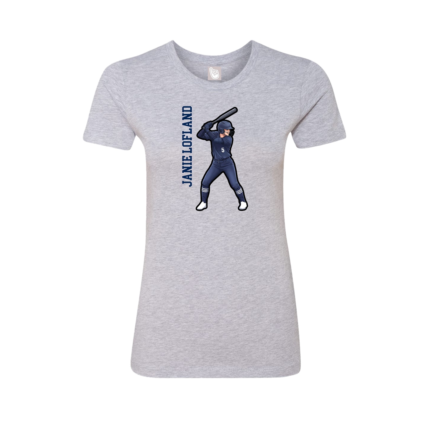 Womens Tee — Name Vertical in Grey