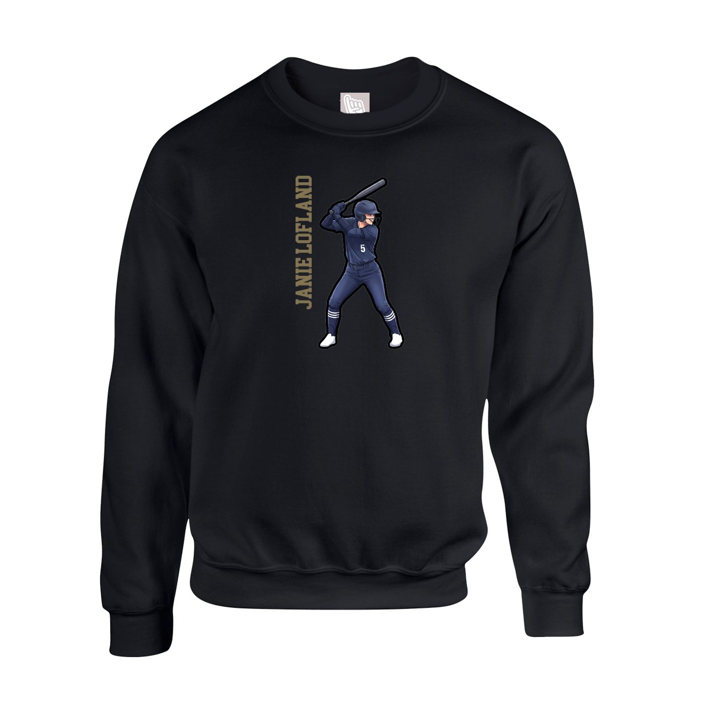 Fleece Crew — Name Vertical in Black