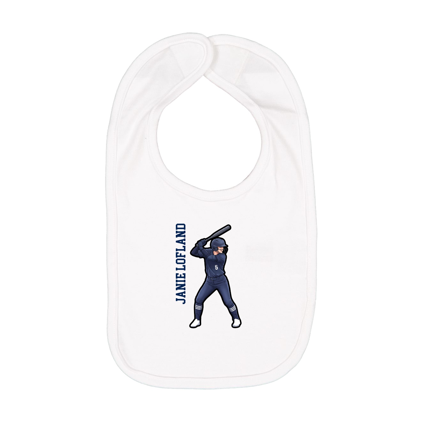 Infant Bib — Name Vertical in White