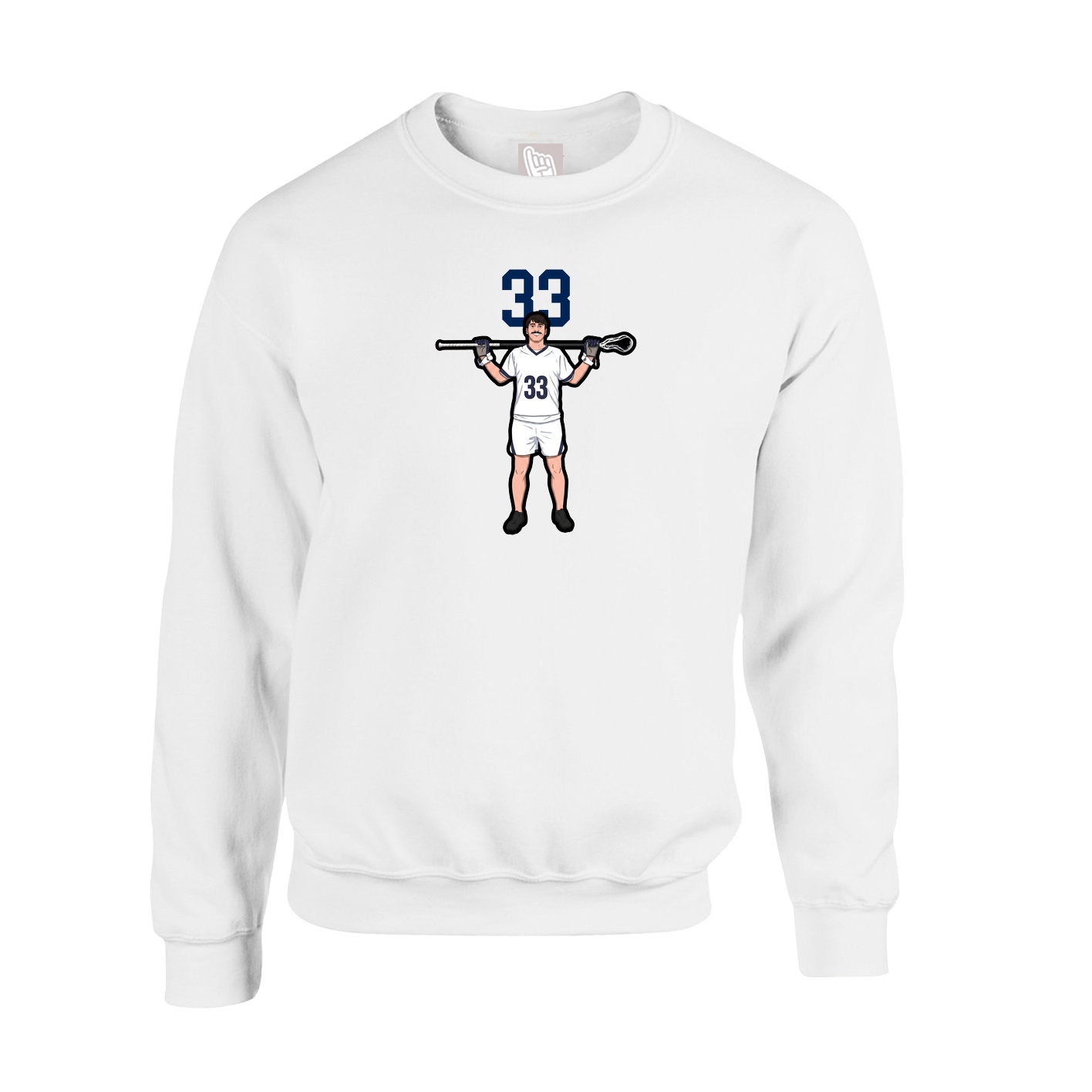 Fleece Crew — Number Top in White