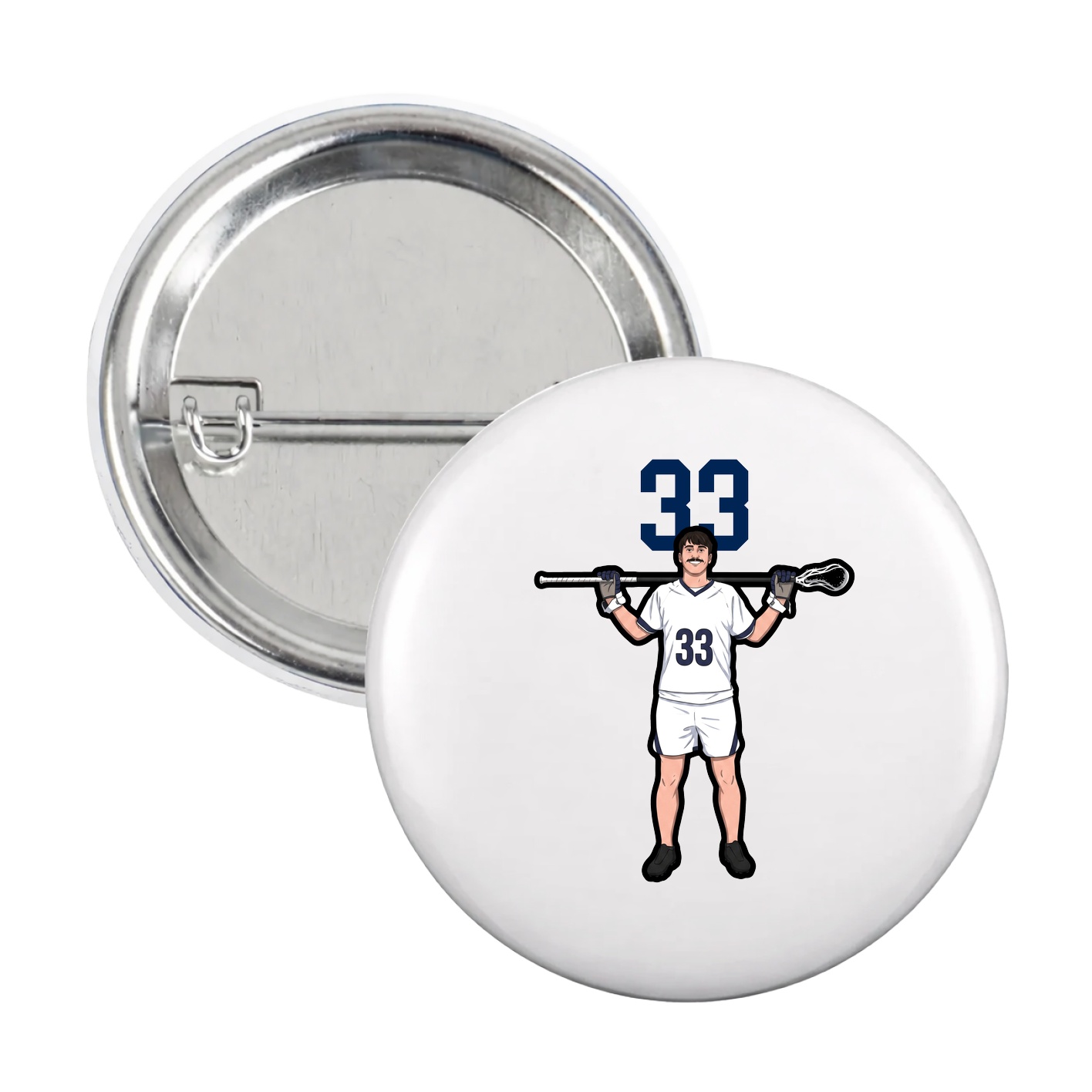 Game Day Button — Number Top in White