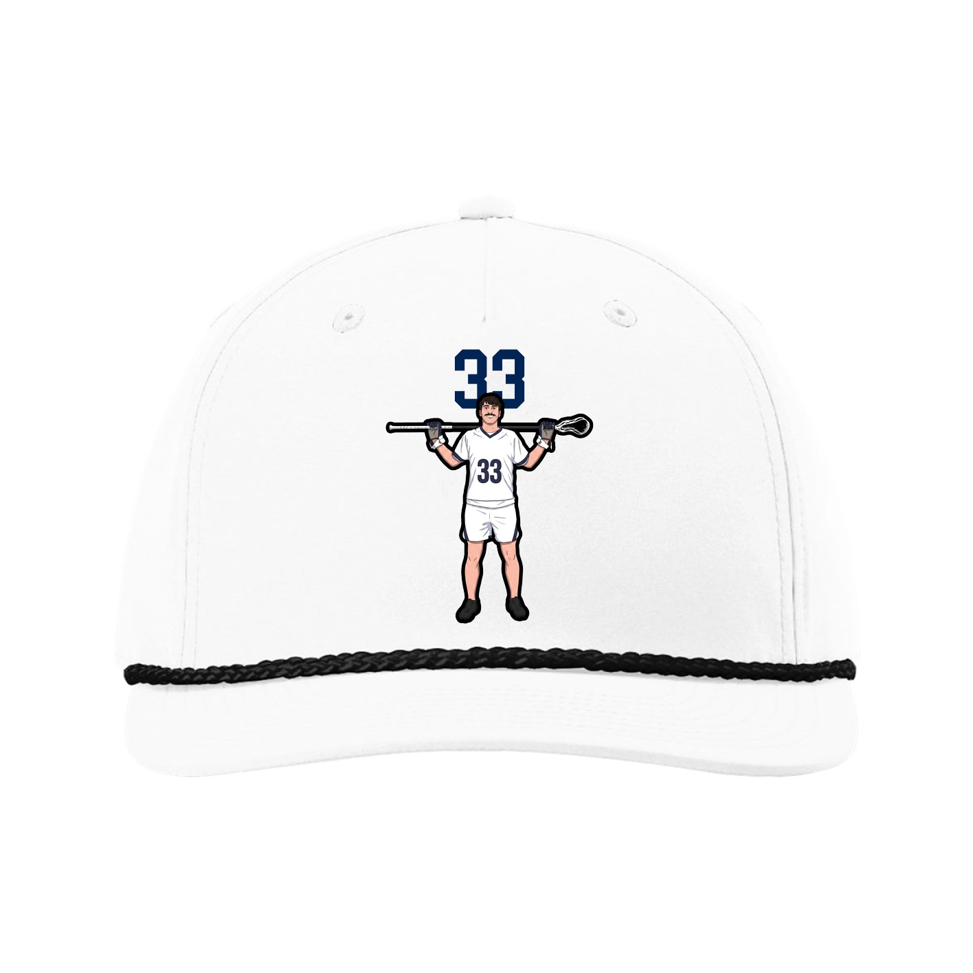 Five-Panel Classic Rope Cap — Number Top in White