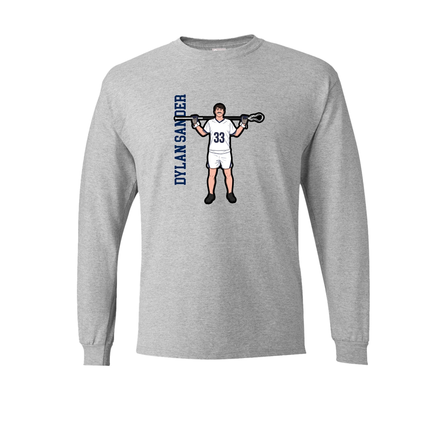 Long Sleeve Tee — Name Vertical in Grey