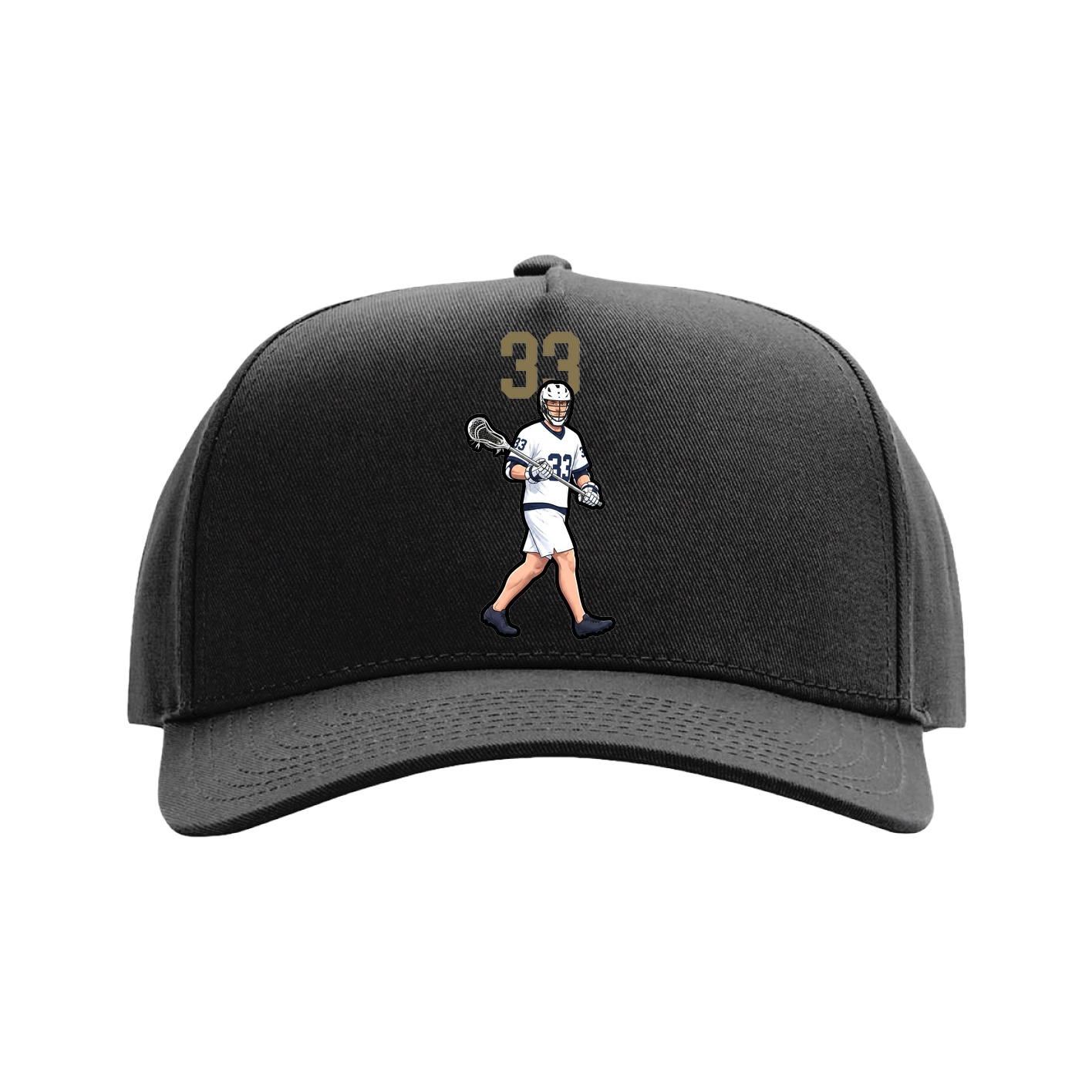 Full Fabric Five-Panel Champ Cap — Number Top in Black
