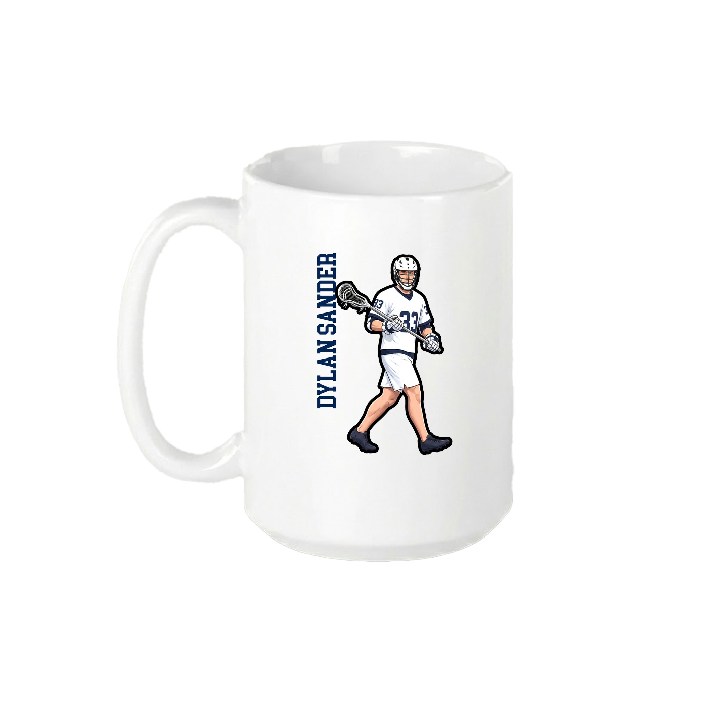 15oz Coffee Mug — Name Vertical in White