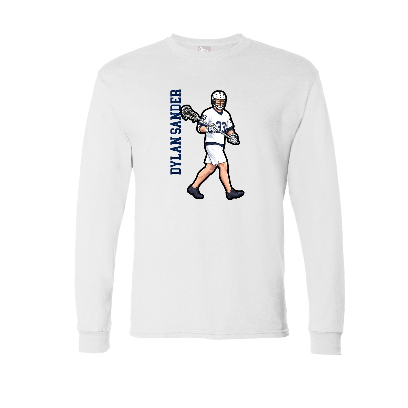 Long Sleeve Tee — Name Vertical in White