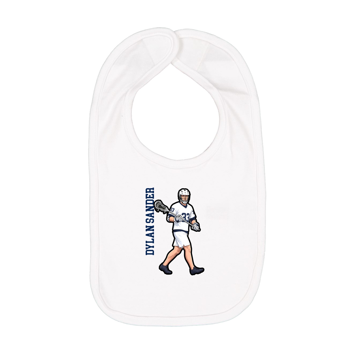 Infant Bib — Name Vertical in White