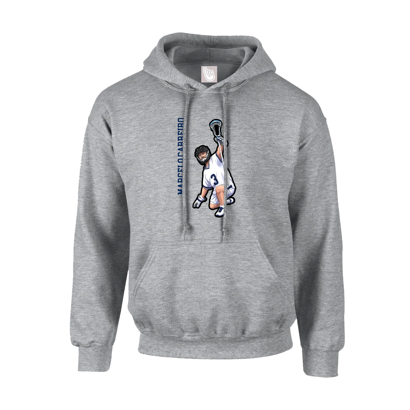 Hoodie — Name Vertical in Grey