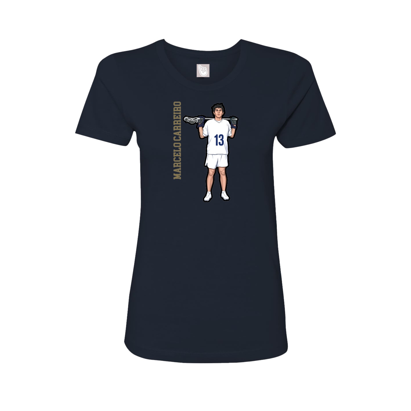 Fitted Women's Tee — Name Vertical in Navy