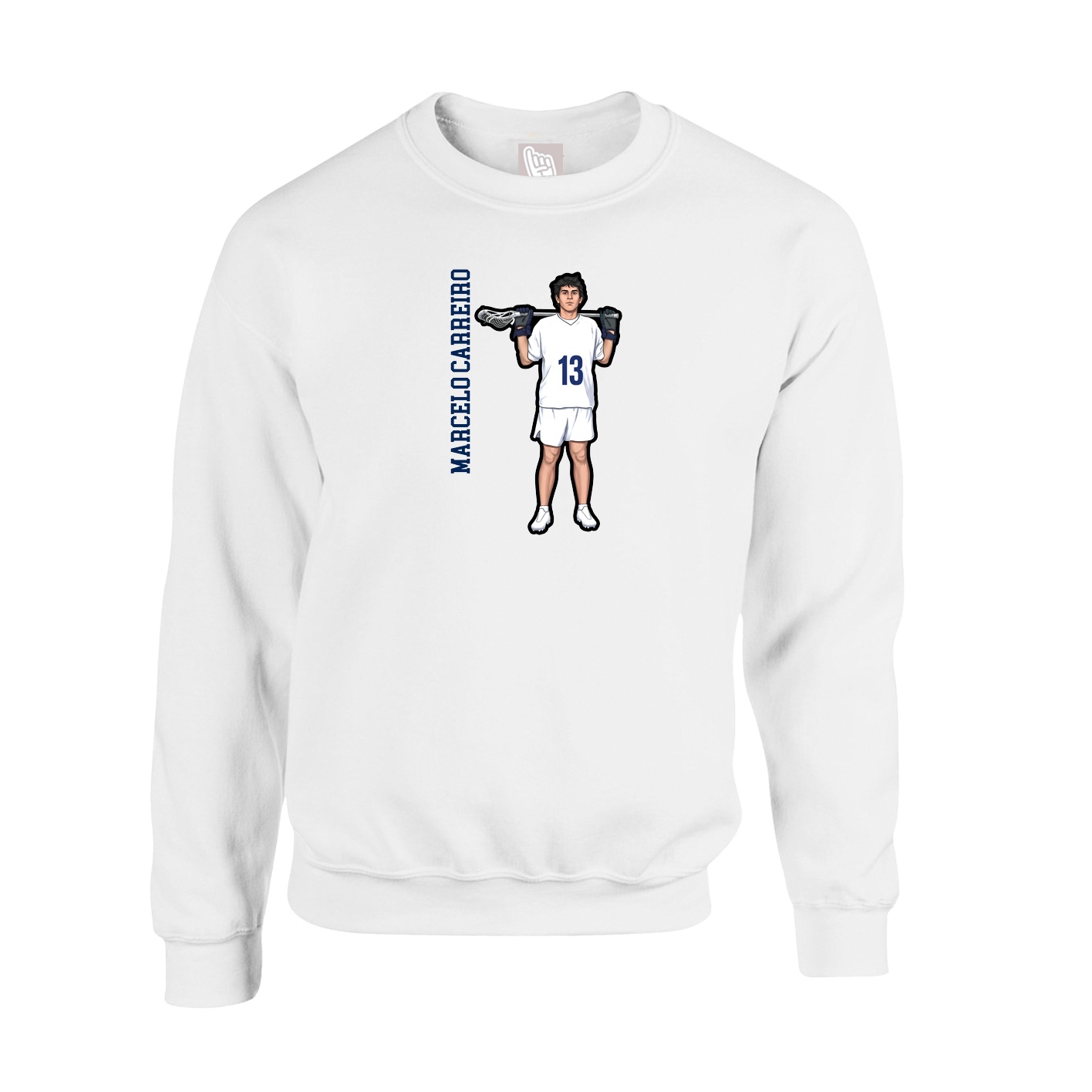 Fleece Crew — Name Vertical in White