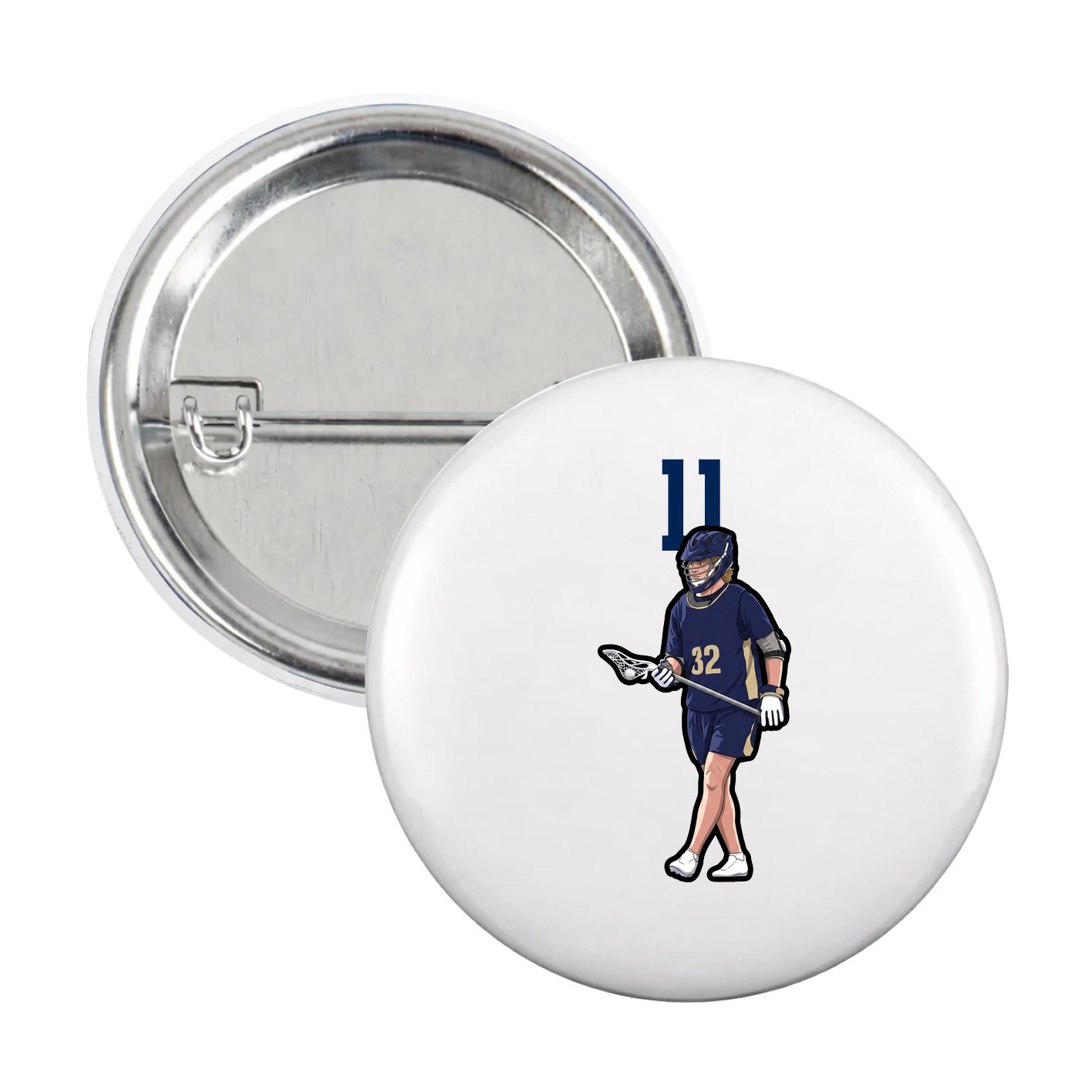 Game Day Button — Number Top in White
