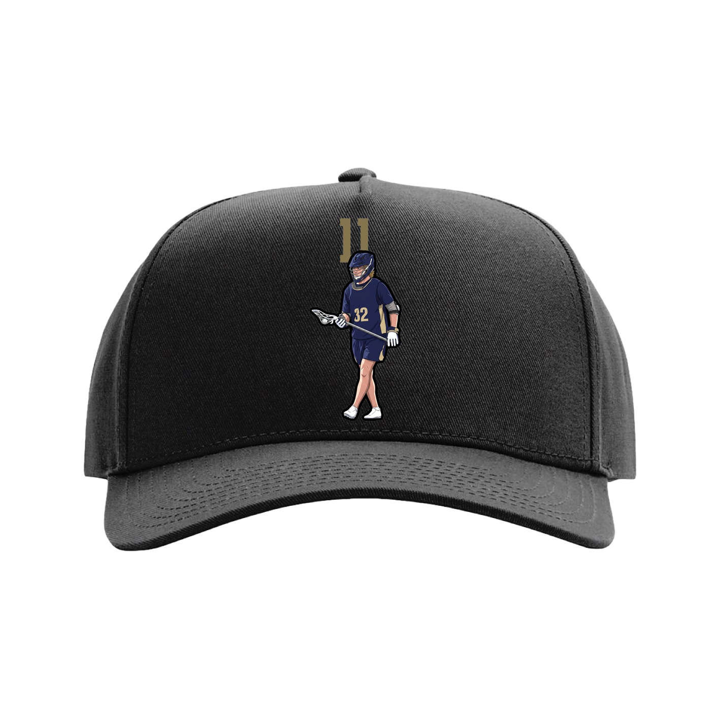 Full Fabric Five-Panel Champ Cap — Number Top in Black