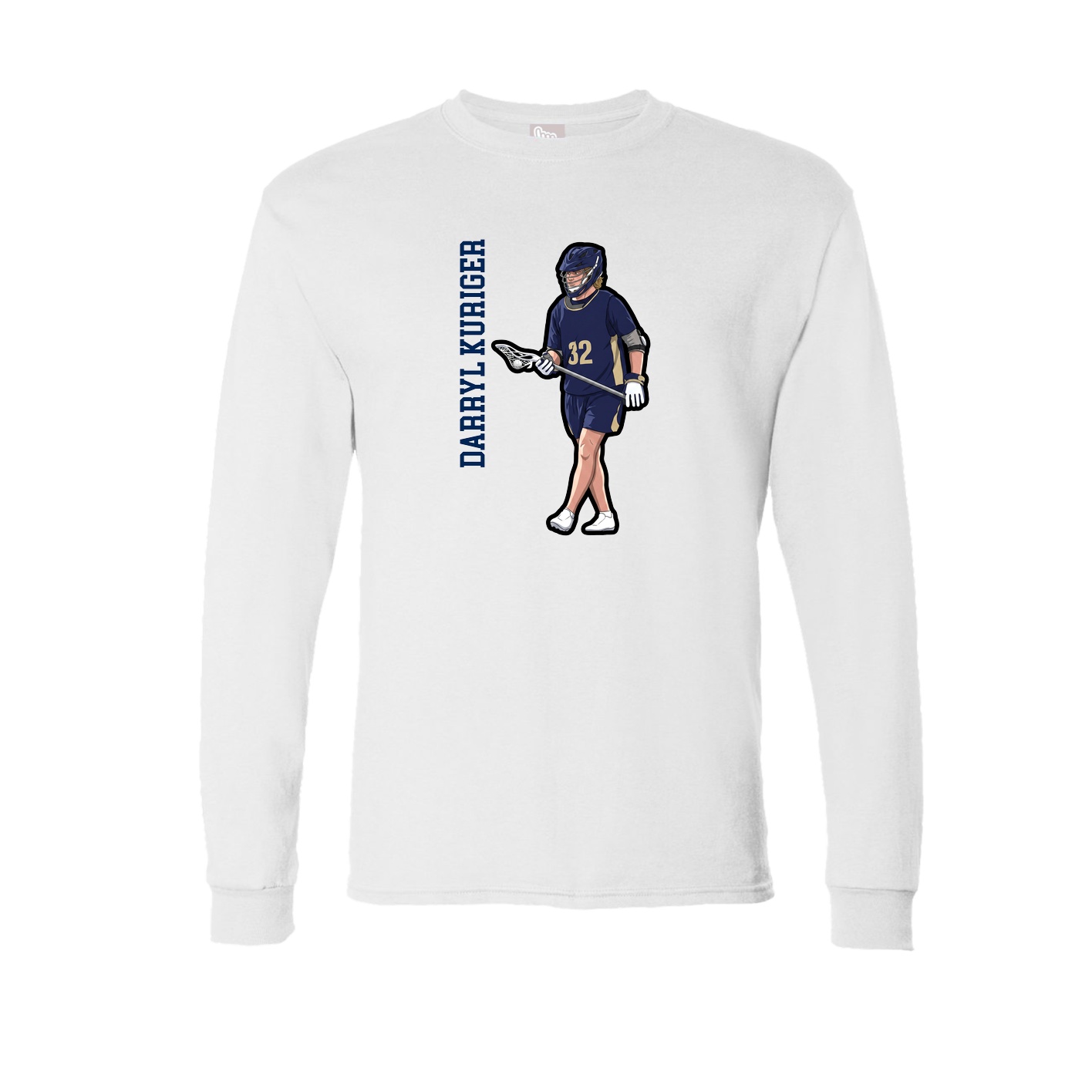 Long Sleeve Tee — Name Vertical in White
