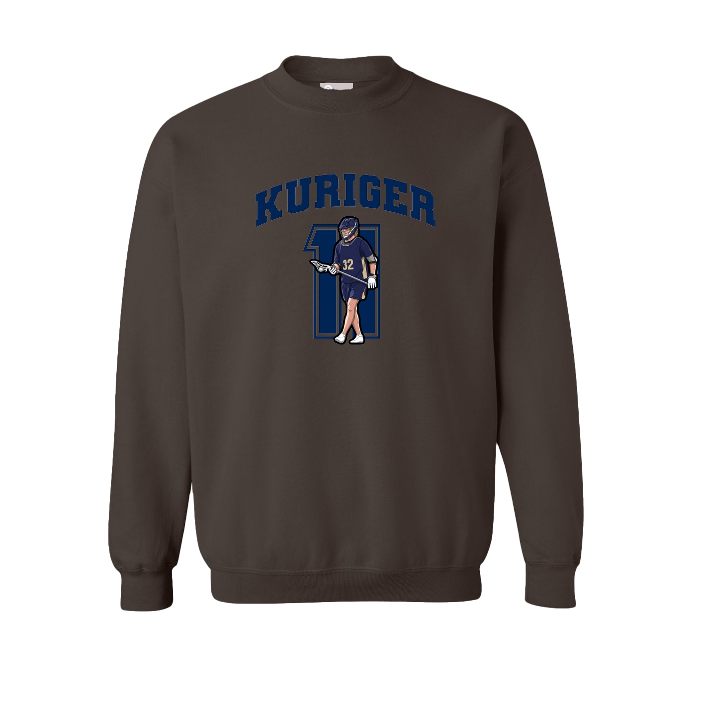 Fleece Crew — Number in Brown