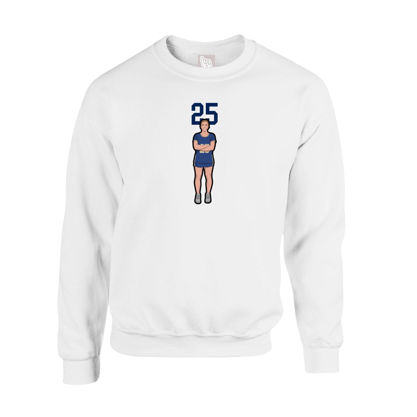 Fleece Crew — Number Top in White