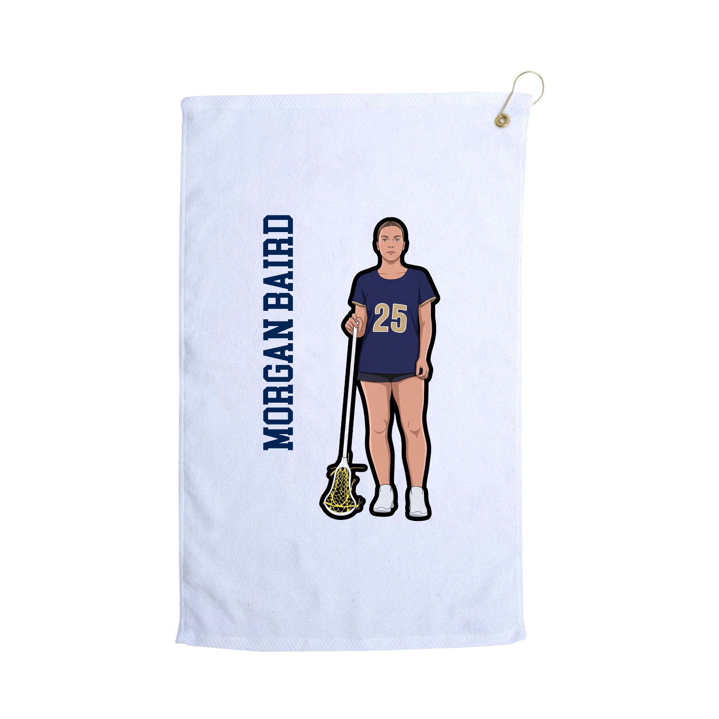 Golf Towel — Name Vertical in White