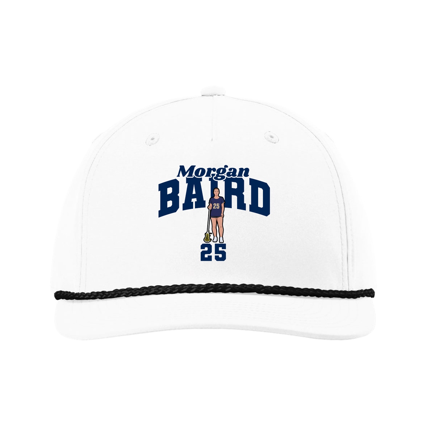 Five-Panel Classic Rope Cap — Signature Arch in White