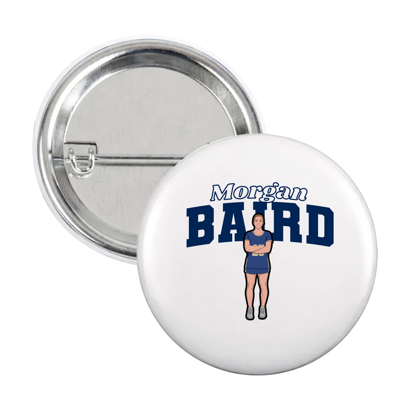 Game Day Button — Name Arch in White