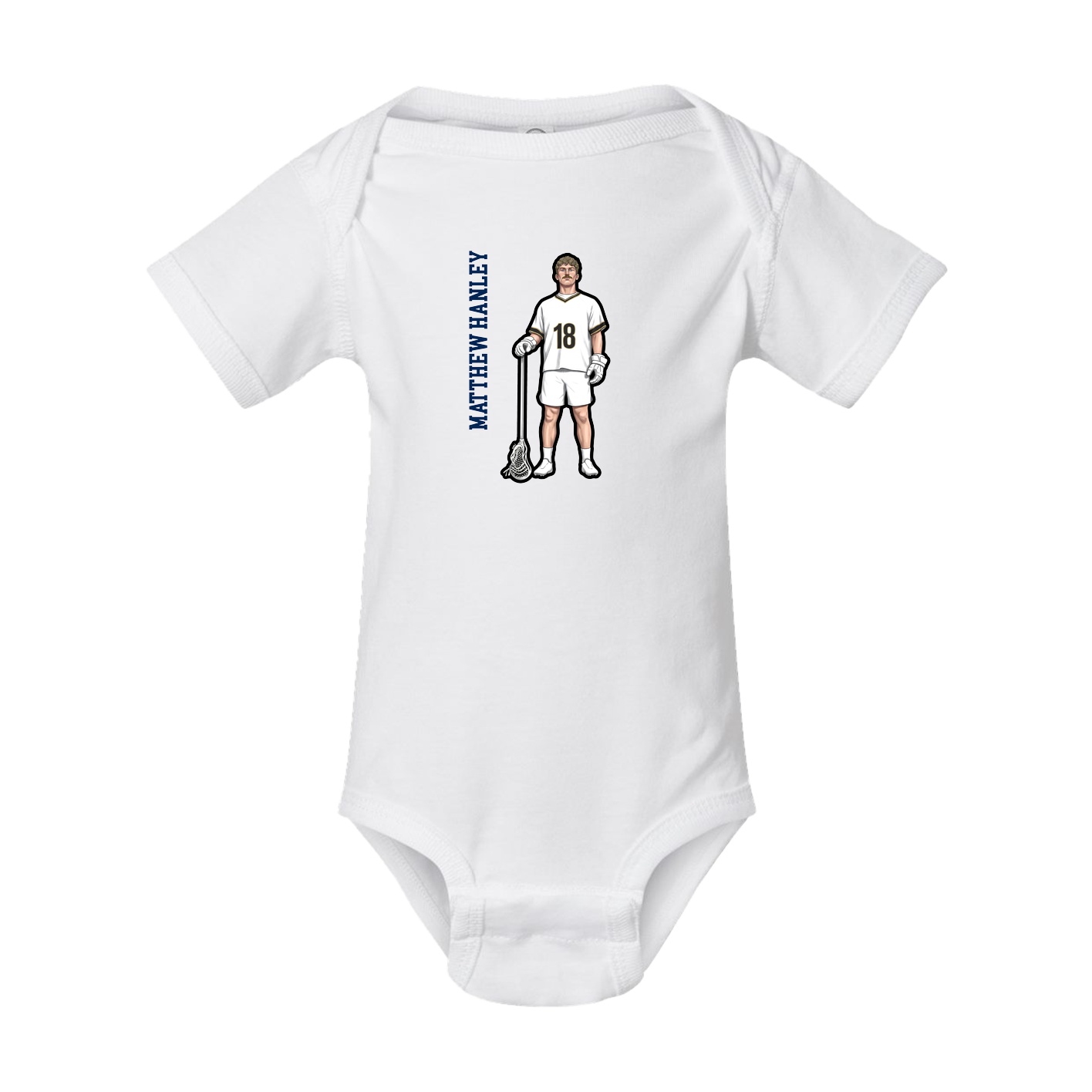 Baby Onesie — Name Vertical in White