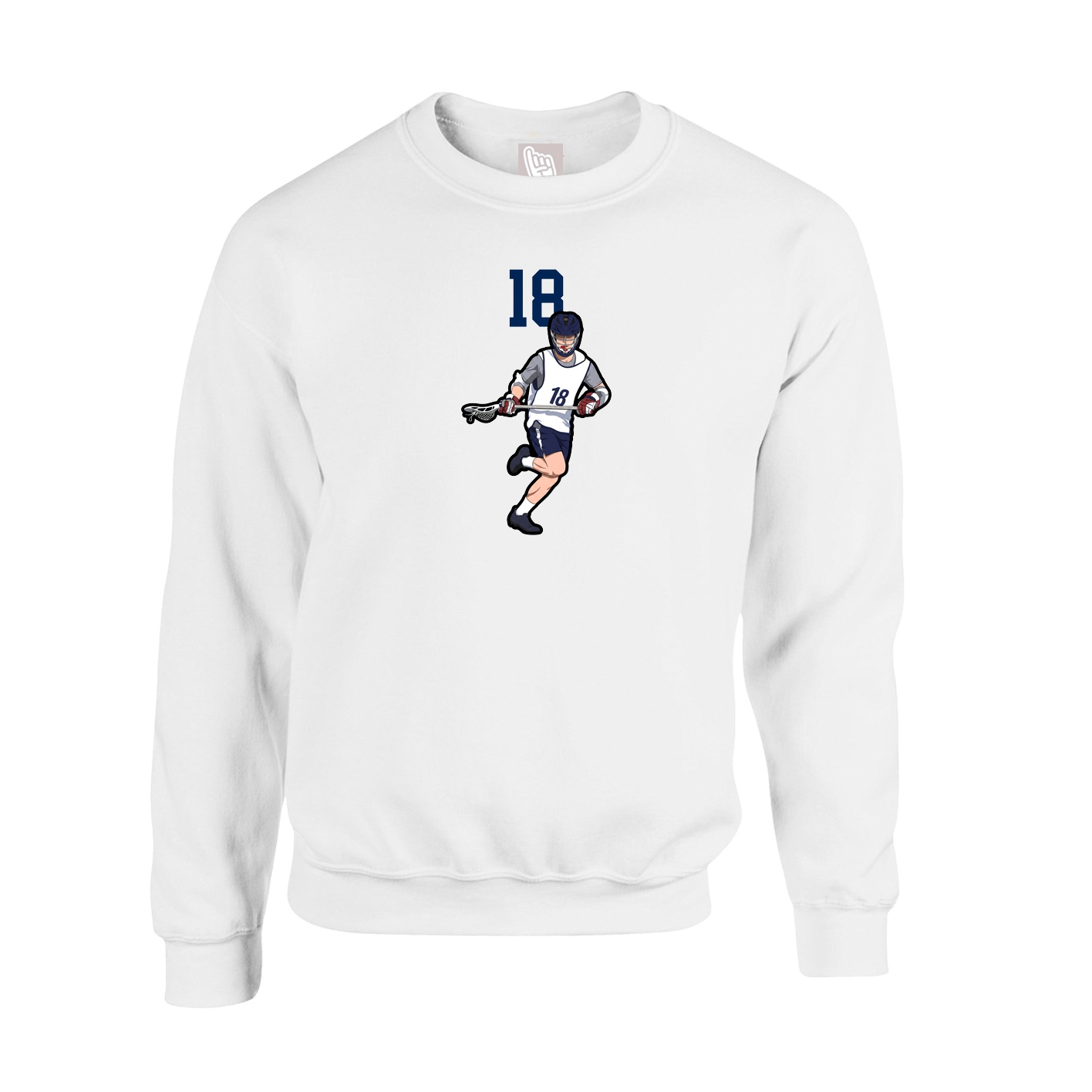 Fleece Crew — Number Top in White