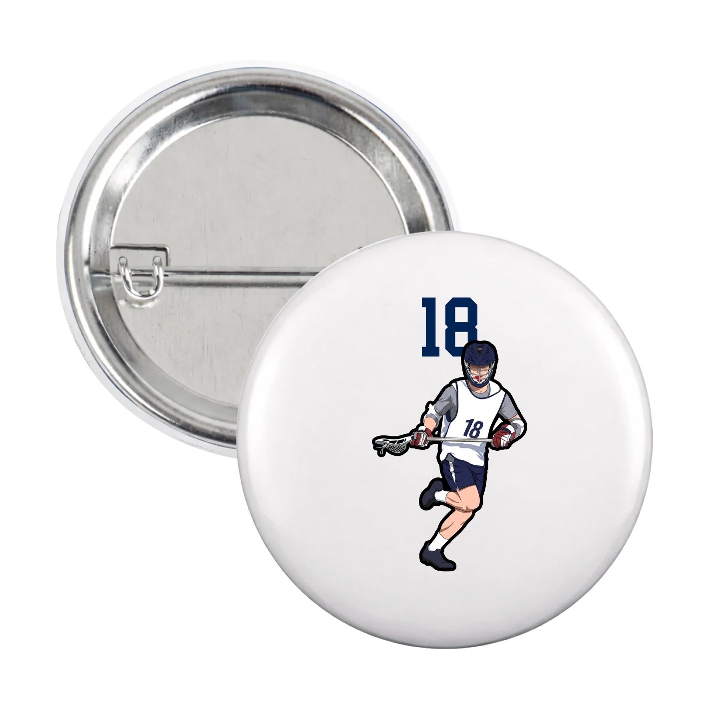Game Day Button — Number Top in White