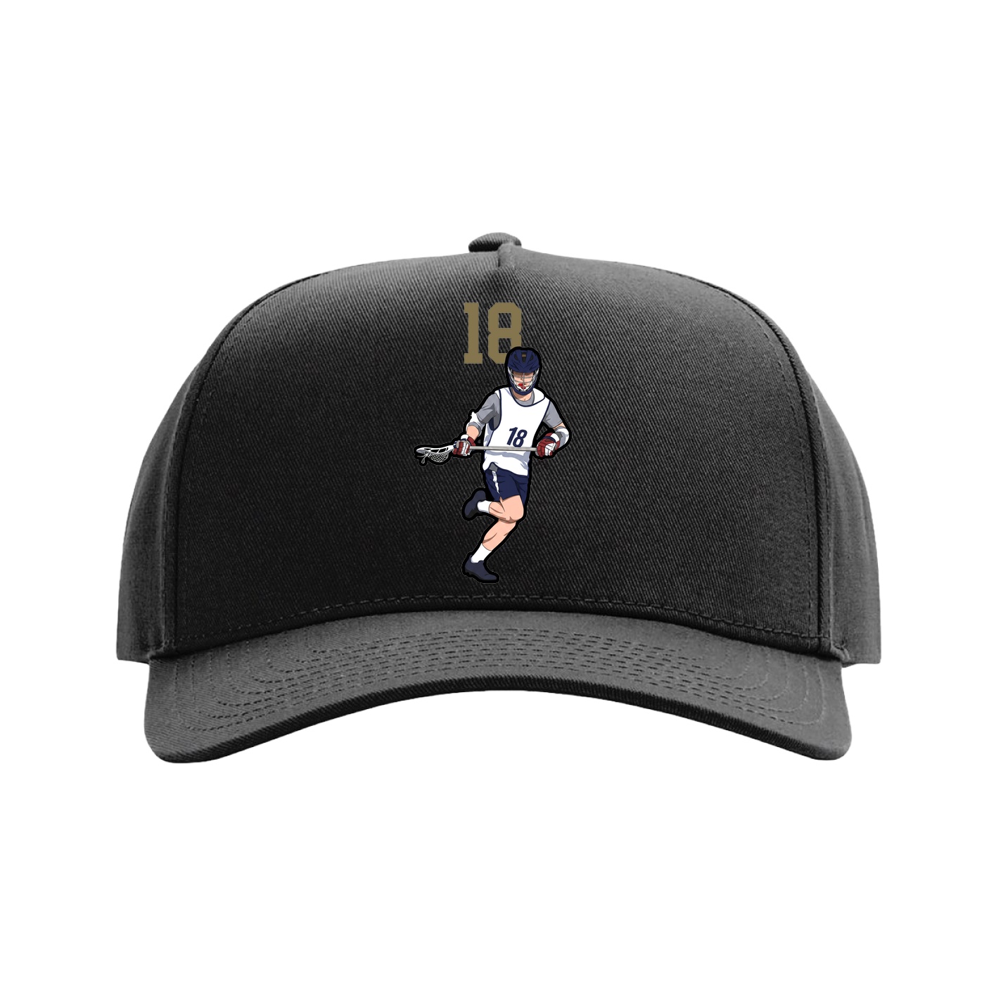Full Fabric Five-Panel Champ Cap — Number Top in Black