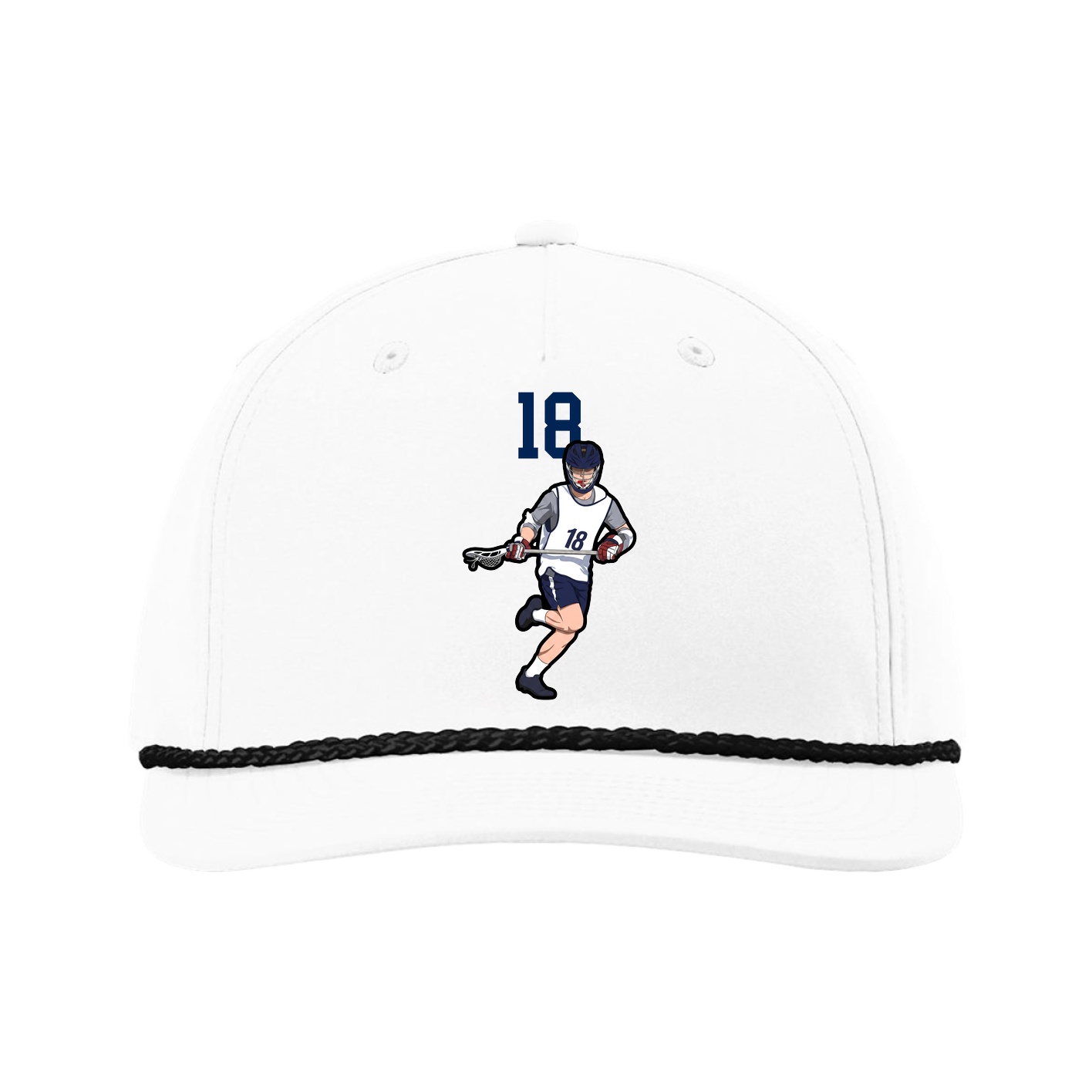 Five-Panel Classic Rope Cap — Number Top in White