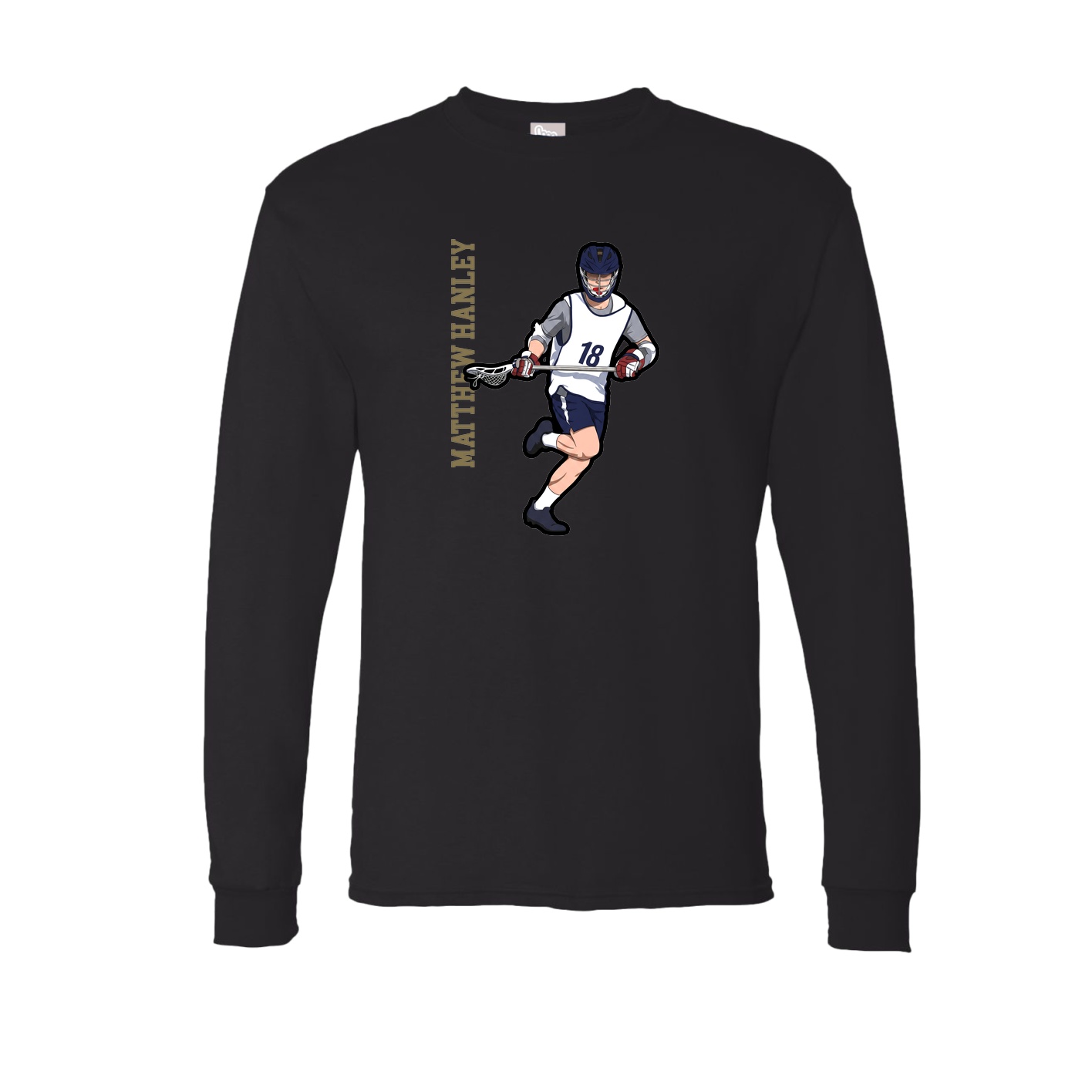 Long Sleeve Tee — Name Vertical in Black