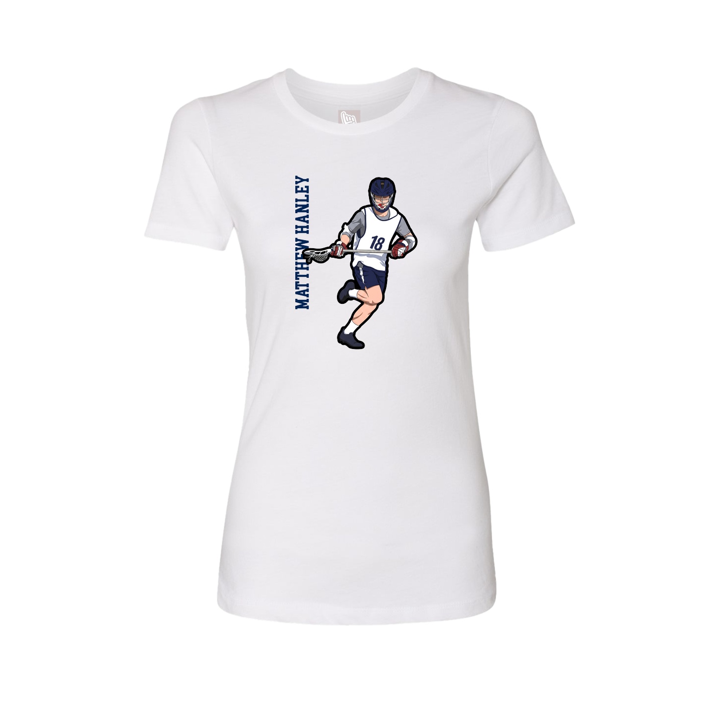 Womens Tee — Name Vertical in White