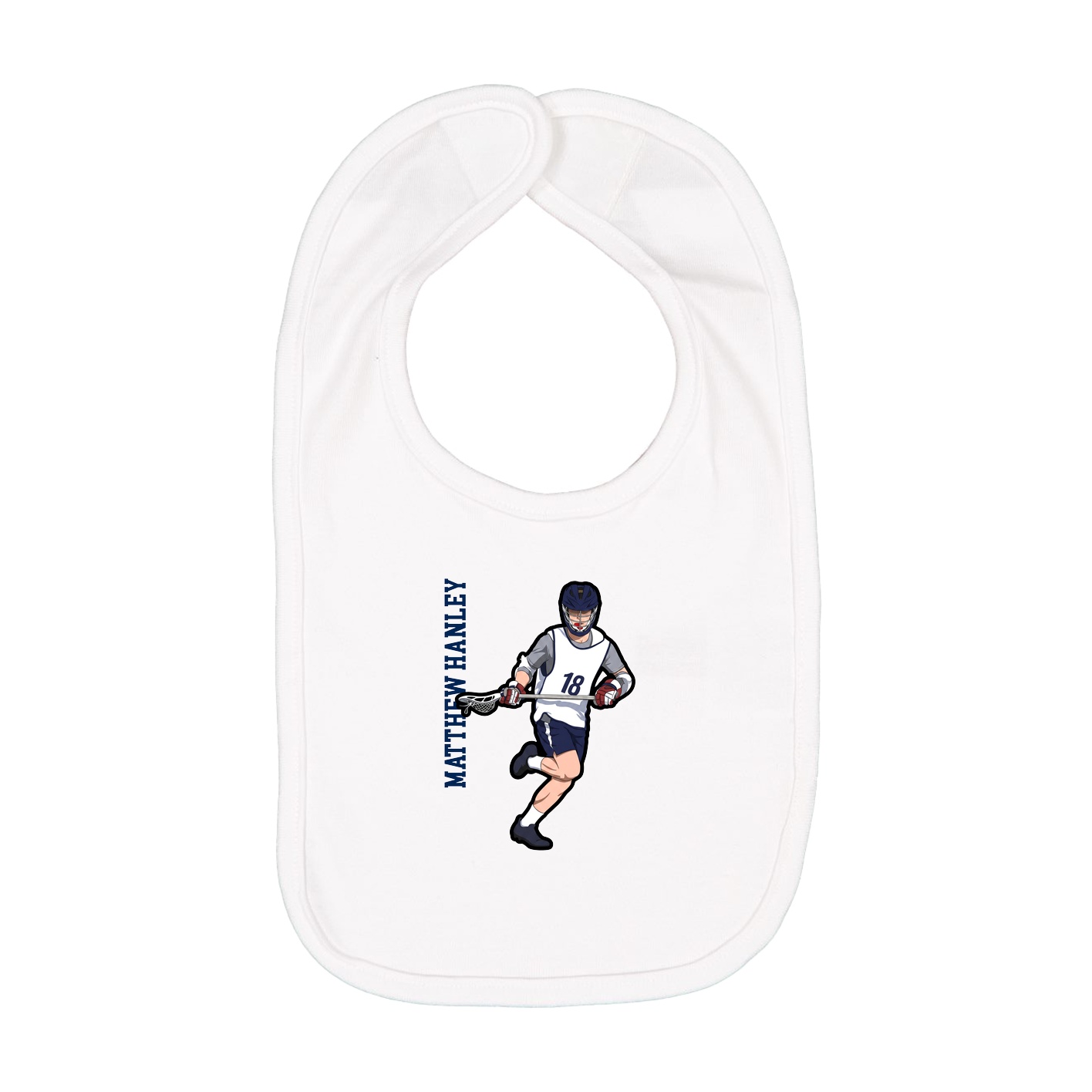 Infant Bib — Name Vertical in White