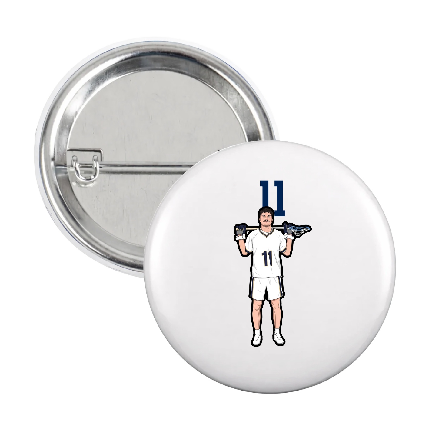Game Day Button — Number Top in White