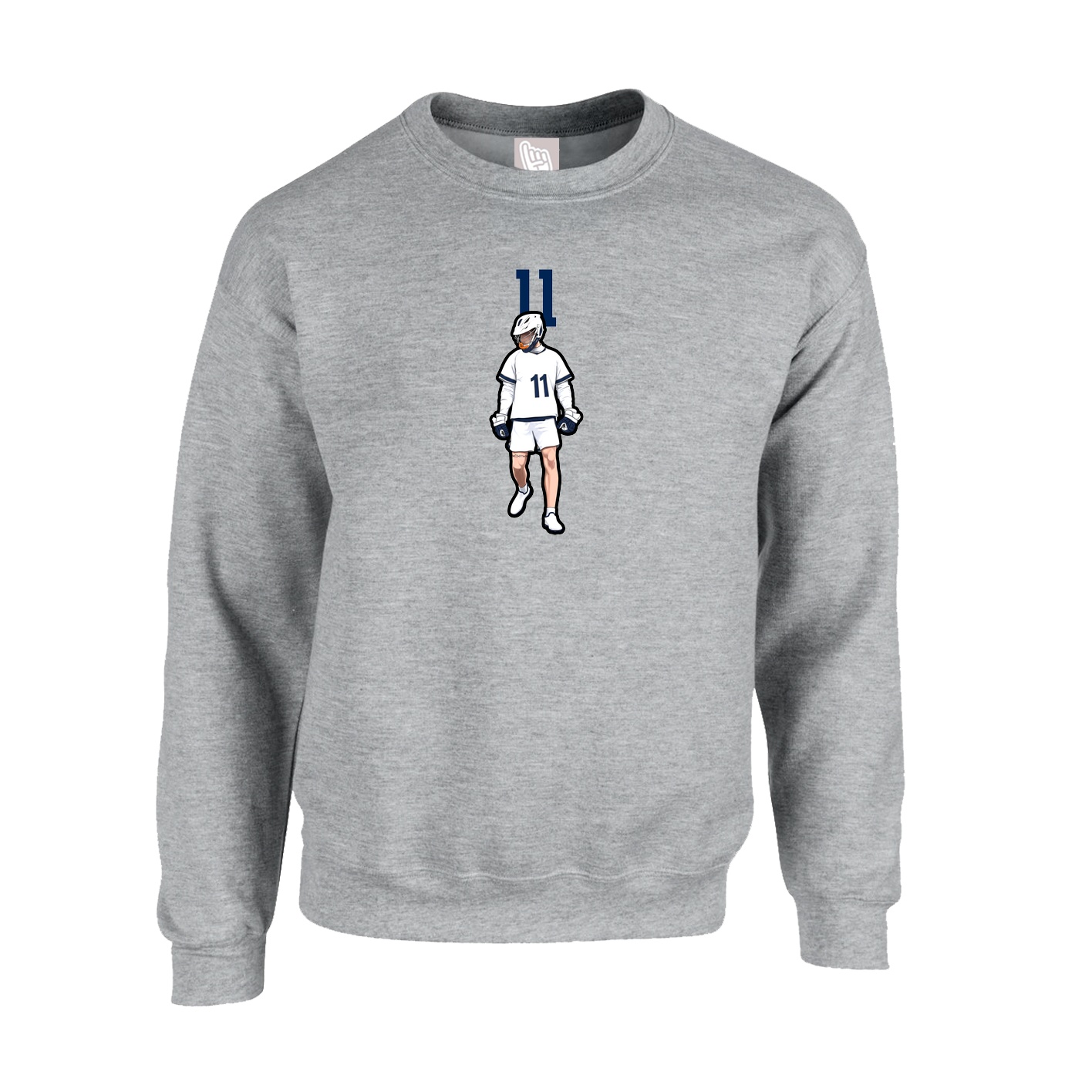 Fleece Crew — Number Top in Grey