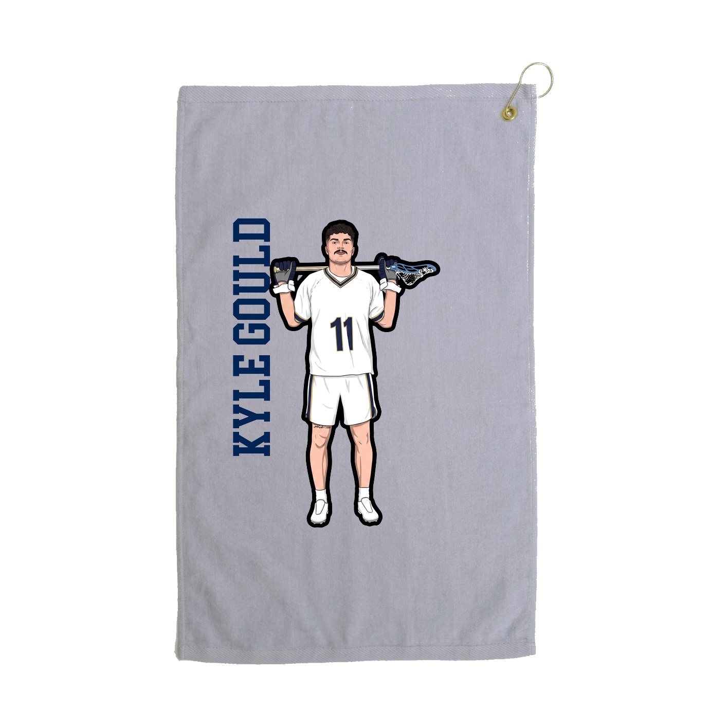 Golf Towel — Name Vertical in Grey