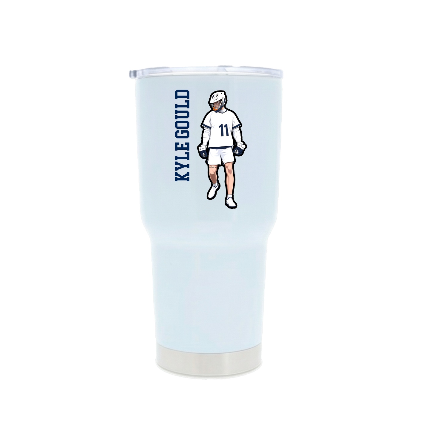 30oz Stainless Steel Tumbler — Name Vertical in White