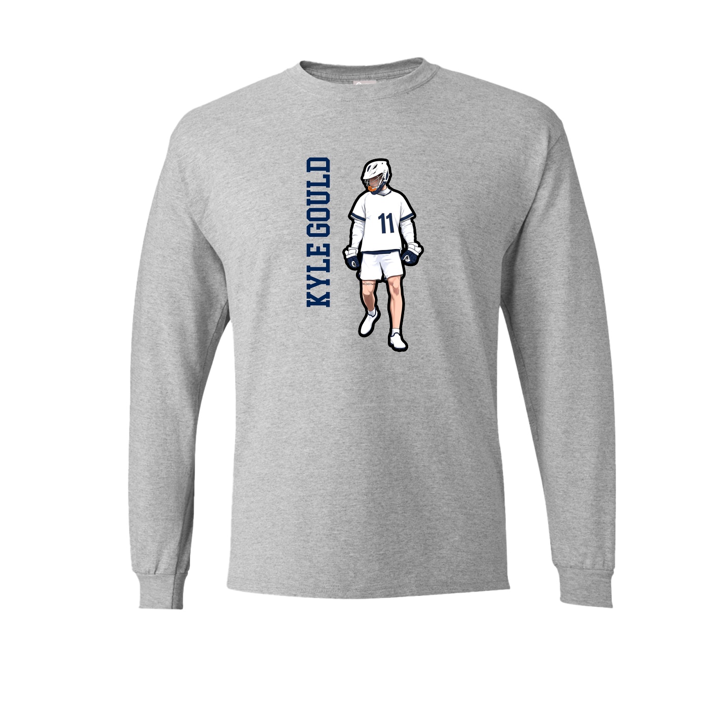 Long Sleeve Tee — Name Vertical in Grey