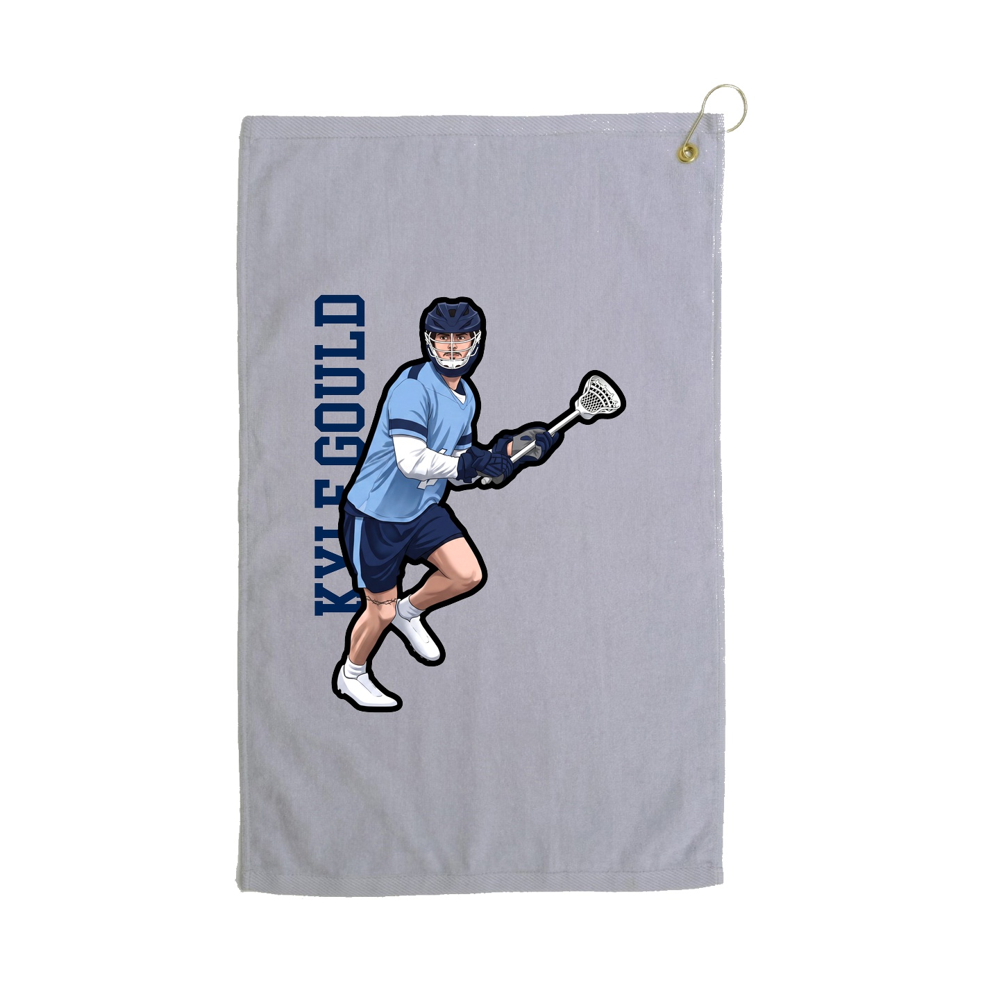 Golf Towel — Name Vertical in Grey