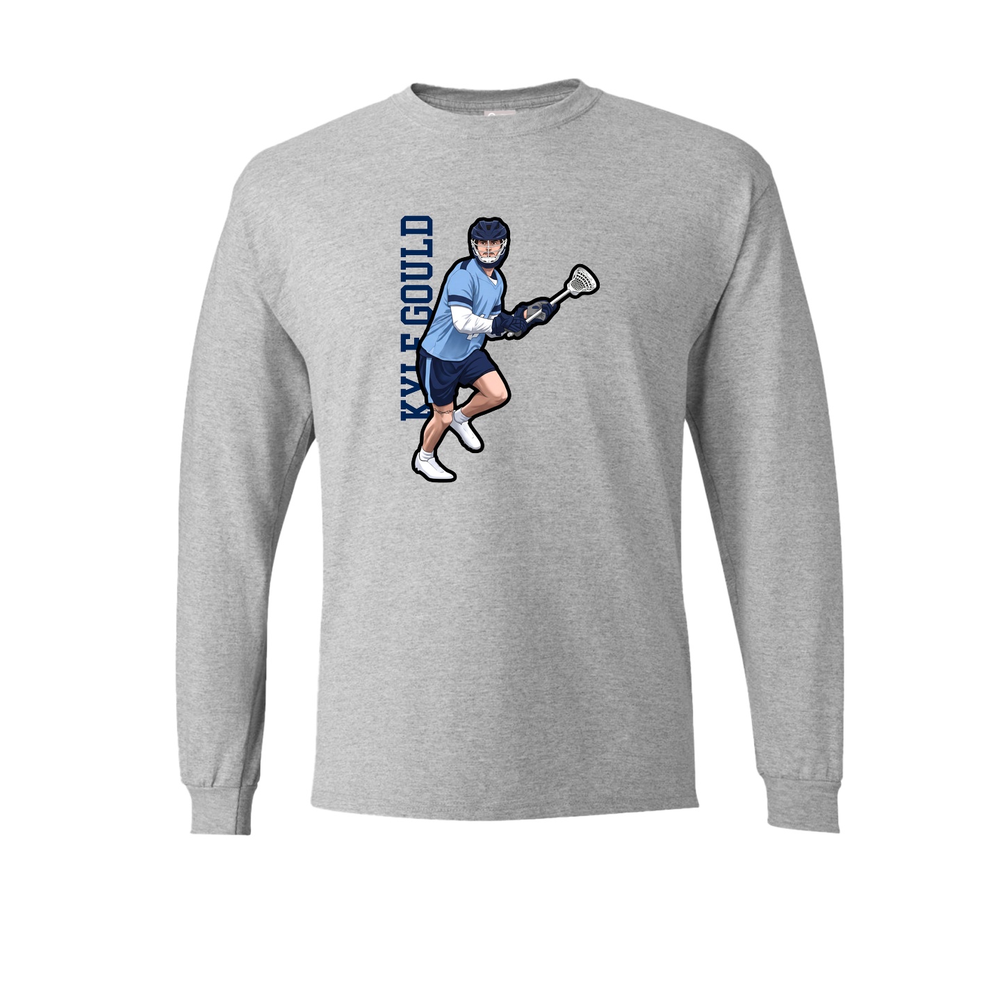 Long Sleeve Tee — Name Vertical in Grey