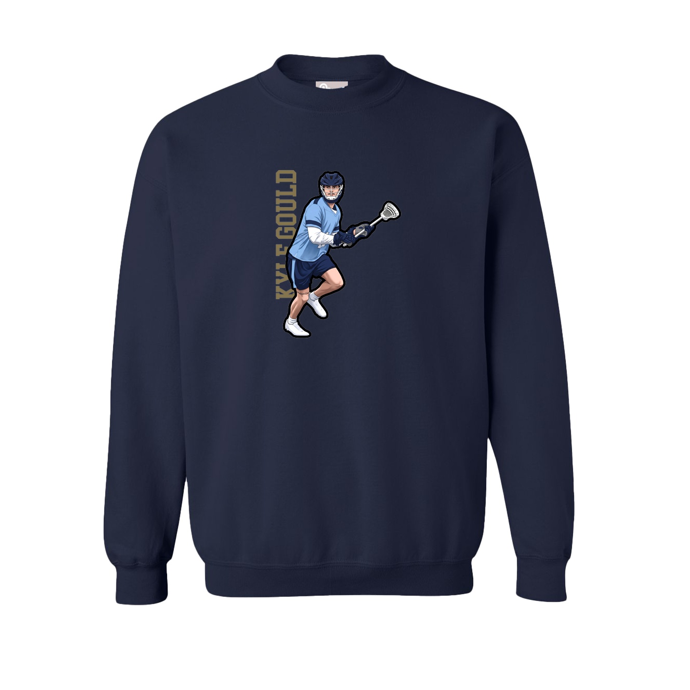 Fleece Crew — Name Vertical in Navy