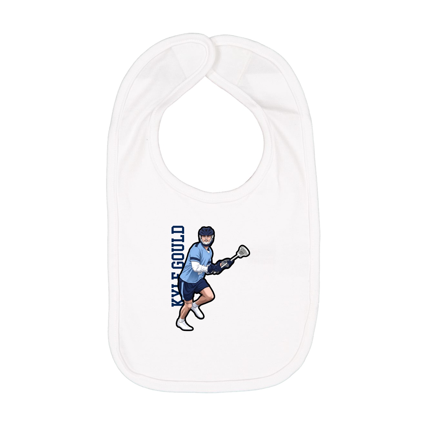 Infant Bib — Name Vertical in White