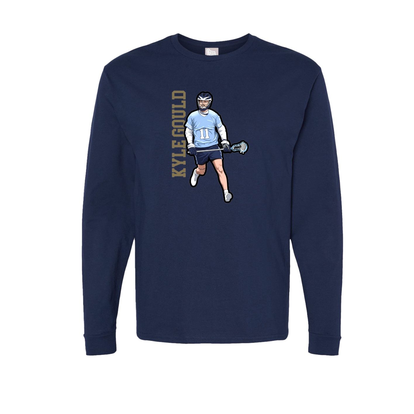Long Sleeve Tee — Name Vertical in Navy