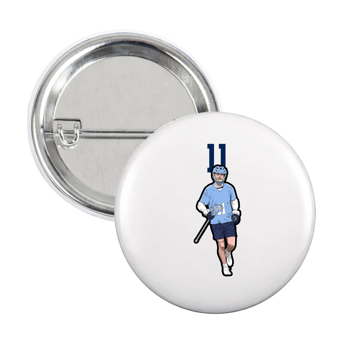 Game Day Button — Number Top in White