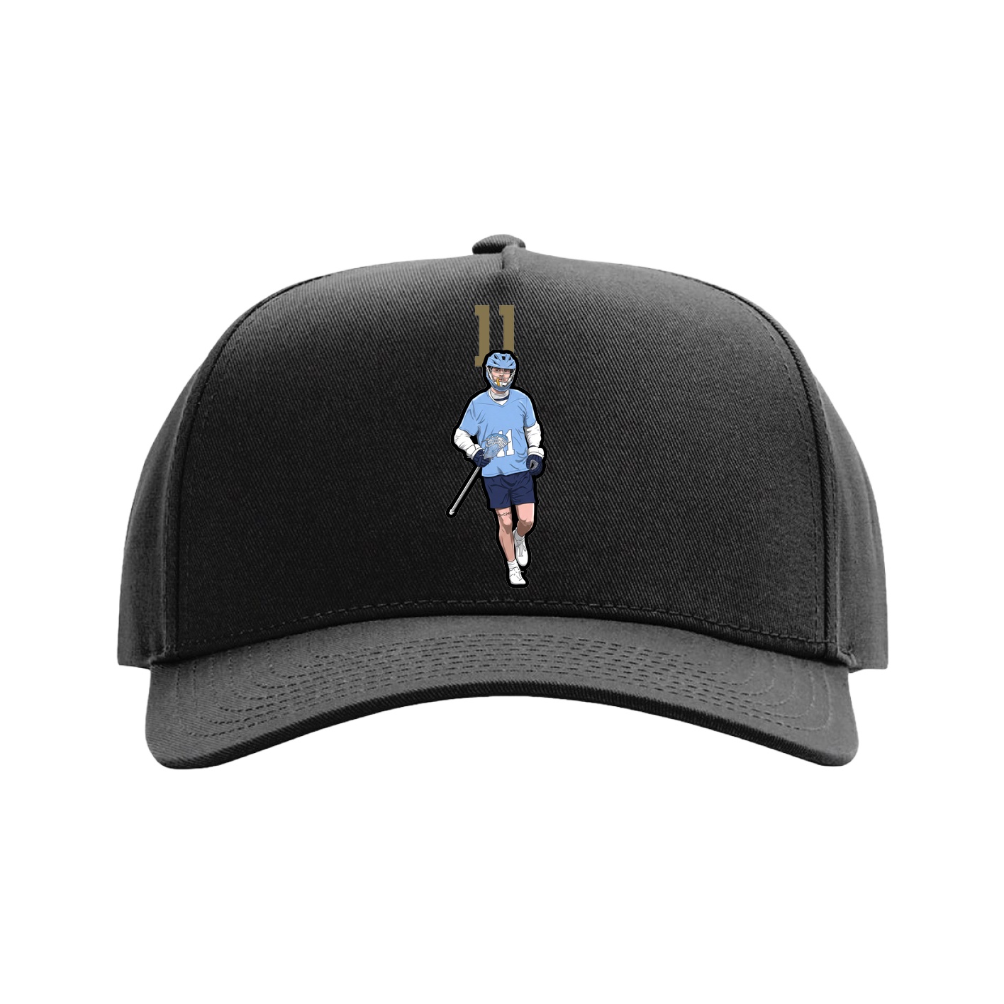 Full Fabric Five-Panel Champ Cap — Number Top in Black