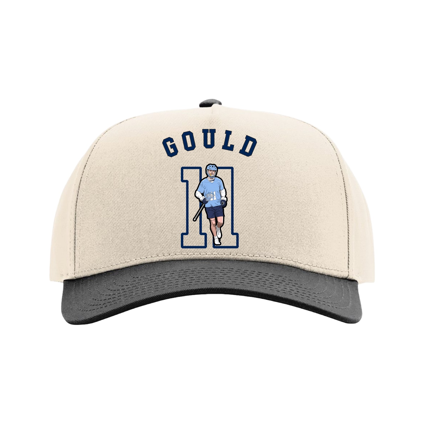 Full Fabric Five-Panel Champ Cap — Shirsey Arch in Cream/Black