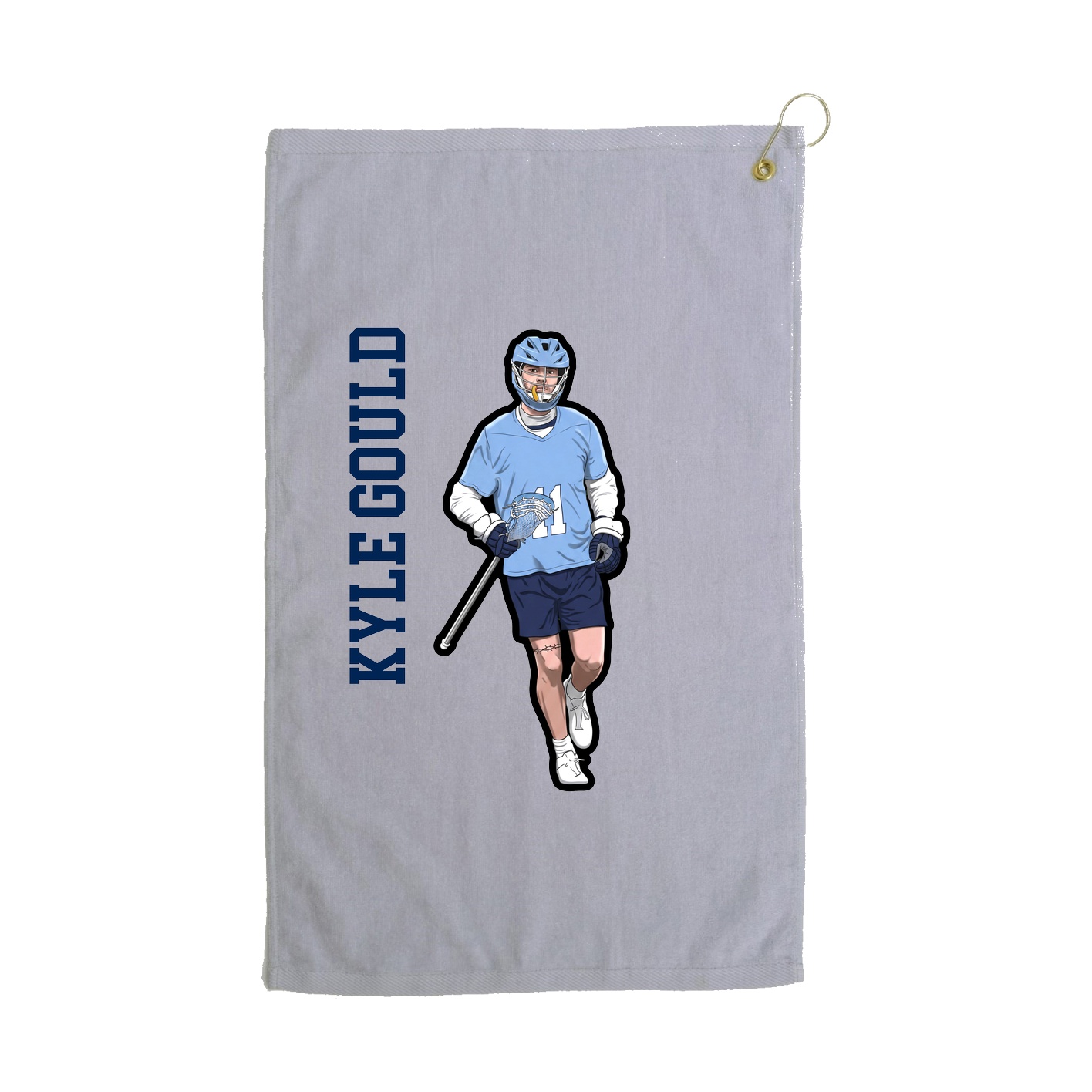 Golf Towel — Name Vertical in Grey