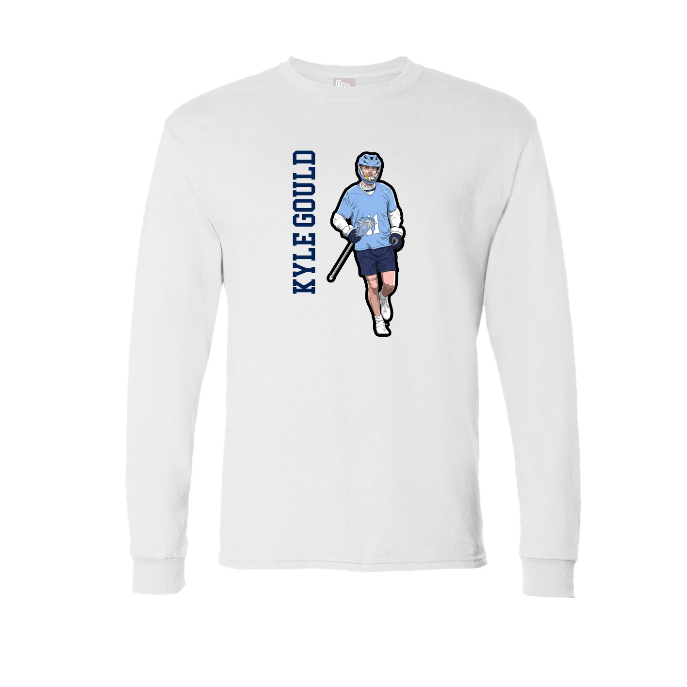 Long Sleeve Tee — Name Vertical in White