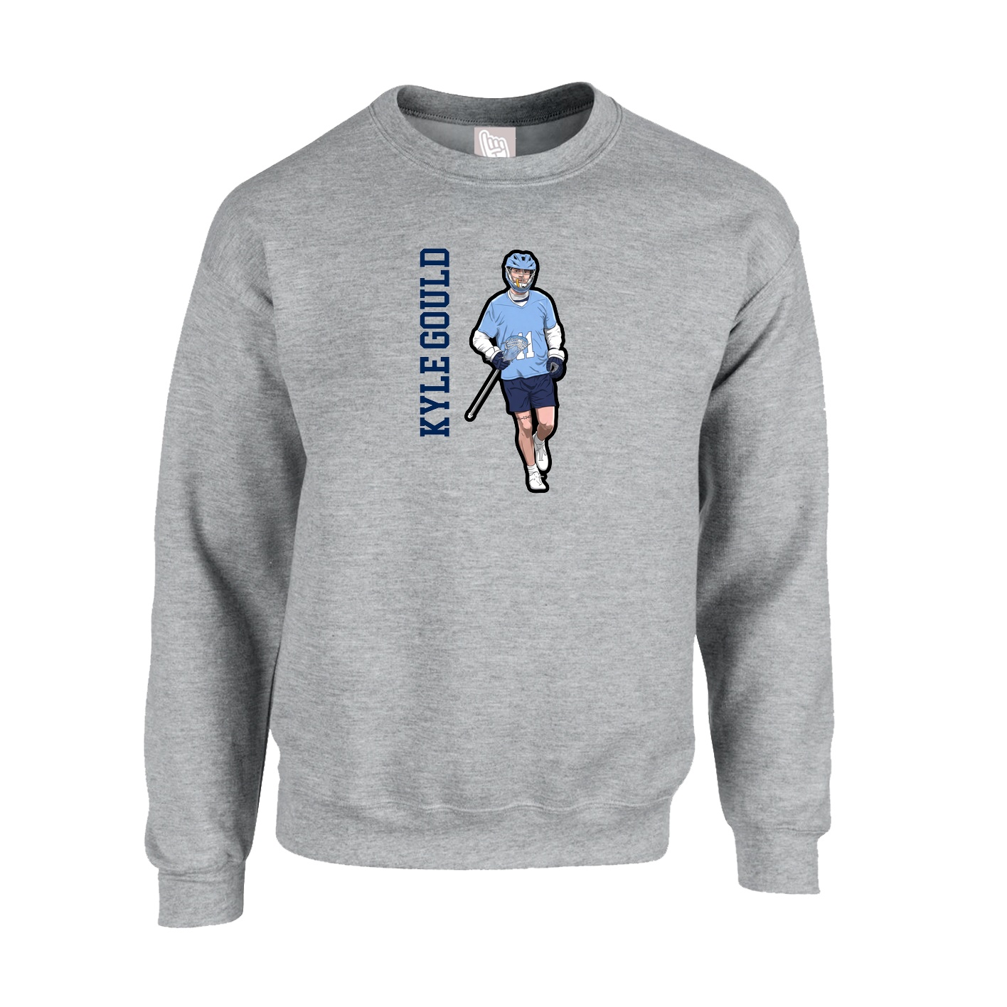 Fleece Crew — Name Vertical in Grey