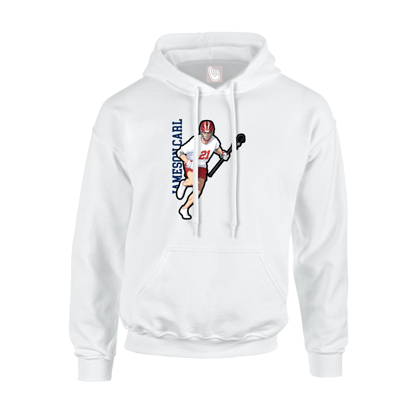 Youth Hoodie — Name Vertical in White