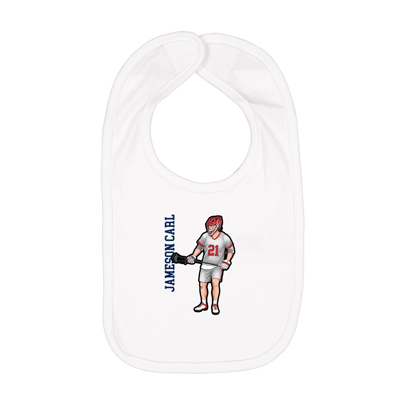 Infant Bib — Name Vertical in White