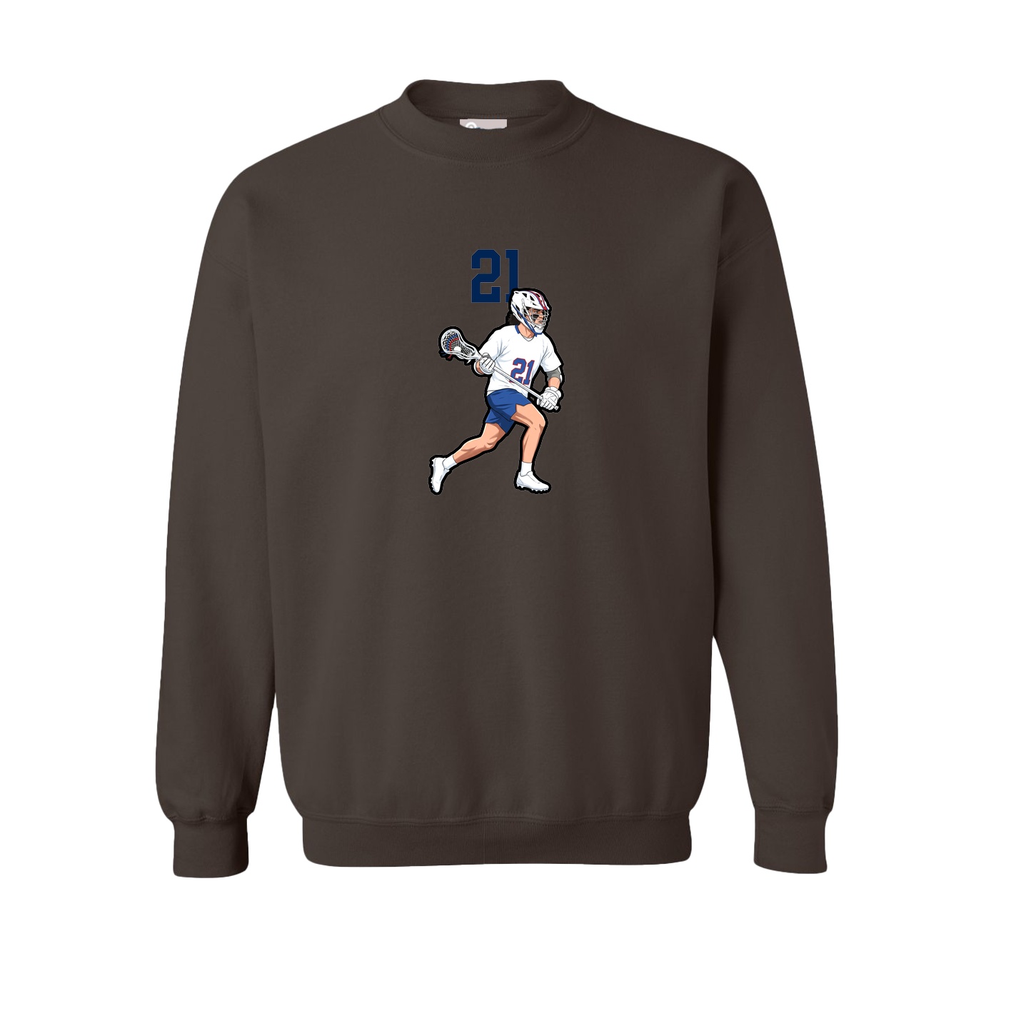 Fleece Crew — Number Top in Brown